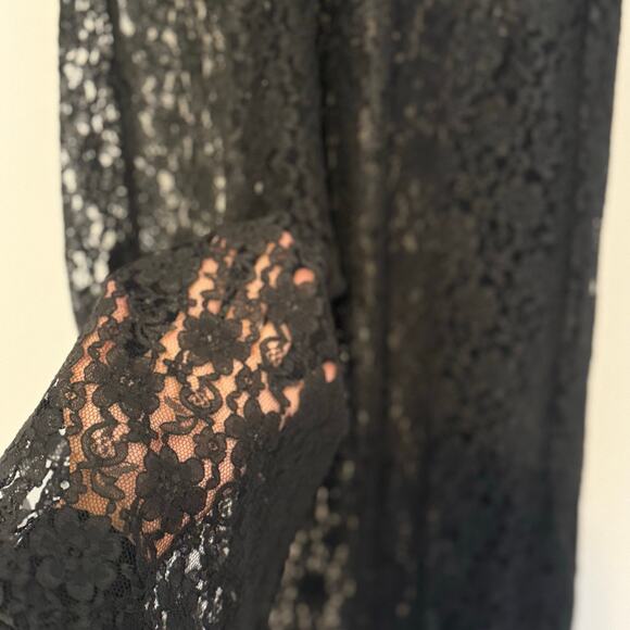 Vtg 90s Petite Jazz Floral Lace Whimsigoth Gothic Romantic Midi Dress, Medium - Picture 9 of 11